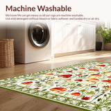 Ultra Soft Area Rug, Non Slip, Stain Resistant, Washable Area Rugs for Living Room, Bedroom, Serene Green Tones with Nature Elements(White)
