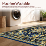 Ultra Soft Area Rug, Non Slip, Stain Resistant, Washable Area Rugs for Living Room, Bedroom, Intricate(Blue)