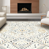 Ultra Soft Area Rug, Non Slip, Stain Resistant, Washable Area Rugs for Living Room, Bedroom, Rustic Textured Geometric Weave(Beige)