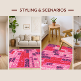Ultra Soft Area Rug, Non Slip, Stain Resistant, Washable Area Rugs for Living Room, Bedroom, Bold Whimsical Script Design(Pink)