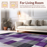 Ultra Soft Area Rug, Non Slip, Stain Resistant, Washable Area Rugs for Living Room, Bedroom, Stylish Monochrome Abstract Elements(Purple)