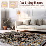 Ultra Soft Area Rug, Non Slip, Stain Resistant, Washable Area Rugs for Living Room, Bedroom, Courtyard Comfort(Black)