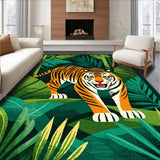 Ultra Soft Area Rug, Non Slip, Stain Resistant, Washable Area Rugs for Living Room, Bedroom, Jungle Inspired Colorful Animal Motif(Green)