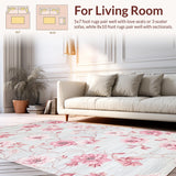 Ultra Soft Area Rug, Non Slip, Stain Resistant, Washable Area Rugs for Living Room, Bedroom, Chic Floral Pastel Elegance(Ivory)