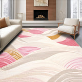 Ultra Soft Area Rug, Non Slip, Stain Resistant, Washable Area Rugs for Living Room, Bedroom, Chic Pink Beige Wave Area(Pink)