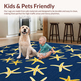 Ultra Soft Area Rug, Non Slip, Stain Resistant, Washable Area Rugs for Living Room, Bedroom, Whimsical Coastal Patterned Delight(Blue)