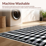 Ultra Soft Area Rug, Non Slip, Stain Resistant, Washable Area Rugs for Living Room, Bedroom, Classic Checkered Black and White Nursery Rug(Black)