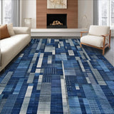 Ultra Soft Area Rug, Non Slip, Stain Resistant, Washable Area Rugs for Living Room, Bedroom, Urban Oasis Area with Geometric Cityscape Motifs(Blue)
