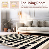 Ultra Soft Area Rug, Non Slip, Stain Resistant, Washable Area Rugs for Living Room, Bedroom, Foldable Plastic Straw Featuring Geometric Chevron Design(Beige)