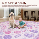 Ultra Soft Area Rug, Non Slip, Stain Resistant, Washable Area Rugs for Living Room, Bedroom, Festive Whimsical Egg Motif(Pink)
