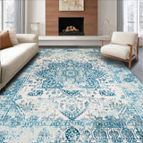 Ultra Soft Area Rug, Non Slip, Stain Resistant, Washable Area Rugs for Living Room, Bedroom, Whimsical Light Blue Curved Patterns(Blue)