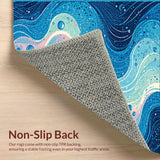 Ultra Soft Area Rug, Non Slip, Stain Resistant, Washable Area Rugs for Living Room, Bedroom, Serene Coastal Bubble Pattern(Blue)