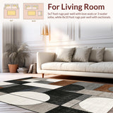 Ultra Soft Area Rug, Non Slip, Stain Resistant, Washable Area Rugs for Living Room, Bedroom, Rustic Tiled Patterned Aesthetic(Gray)