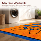 Ultra Soft Area Rug, Non Slip, Stain Resistant, Washable Area Rugs for Living Room, Bedroom, Futuristic Abstract Controller Theme(Orange)
