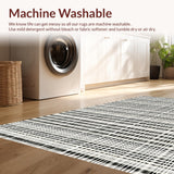 Ultra Soft Area Rug, Non Slip, Stain Resistant, Washable Area Rugs for Living Room, Bedroom, Striped Pattern Rug Minimalist Monochrome Floor Art(Black)