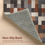Ultra Soft Area Rug, Non Slip, Stain Resistant, Washable Area Rugs for Living Room, Bedroom, Rustic Warm Tones Geometric Fabrication(Gray)