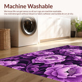 Ultra Soft Area Rug, Non Slip, Stain Resistant, Washable Area Rugs for Living Room, Bedroom, Stylish Modern Botanical Print(Purple)