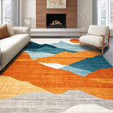 Ultra Soft Area Rug, Non Slip, Stain Resistant, Washable Area Rugs for Living Room, Bedroom, Contemporary Colorful Geometric Expression(Orange)