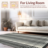 Ultra Soft Area Rug, Non Slip, Stain Resistant, Washable Area Rugs for Living Room, Bedroom, Striped Entry Pathway Rug Modern Contrast Patterned Accent Mat Decor(Black)