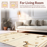 Ultra Soft Area Rug, Non Slip, Stain Resistant, Washable Area Rugs for Living Room, Bedroom, Safari Themed Playful Animal Motifs(Beige)