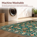 Ultra Soft Area Rug, Non Slip, Stain Resistant, Washable Area Rugs for Living Room, Bedroom, Lush Green Boho Artistry Pattern(Blue)