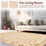 Ultra Soft Area Rug, Non Slip, Stain Resistant, Washable Area Rugs for Living Room, Bedroom, Rustic Neutral Textured Aesthetic(Beige)