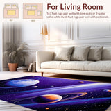 Ultra Soft Area Rug, Non Slip, Stain Resistant, Washable Area Rugs for Living Room, Bedroom, Whimsical Space-Themed Abstract Design(Purple)