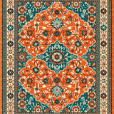 Ultra Soft Area Rug, Non Slip, Stain Resistant, Washable Area Rugs for Living Room, Bedroom, Transitional Cozy Tiled Motif(Orange)