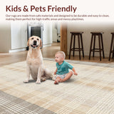 Ultra Soft Area Rug, Non Slip, Stain Resistant, Washable Area Rugs for Living Room, Bedroom, Rustic White Geometric Elements(Beige)
