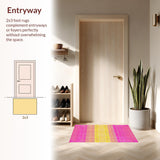 Ultra Soft Area Rug, Non Slip, Stain Resistant, Washable Area Rugs for Living Room, Bedroom, Vibrant Multi-Hued Trellis Style(Yellow)