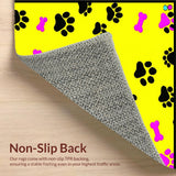 Ultra Soft Area Rug, Non Slip, Stain Resistant, Washable Area Rugs for Living Room, Bedroom, Vibrant Playful Paw Print Motif(Yellow)
