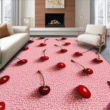 Ultra Soft Area Rug, Non Slip, Stain Resistant, Washable Area Rugs for Living Room, Bedroom, Cherry Fruit Fluffy Shower Mat for Bathtub(Pink)