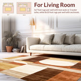Ultra Soft Area Rug, Non Slip, Stain Resistant, Washable Area Rugs for Living Room, Bedroom, Modern Abstract Area With Earthy Tones And Geometric Contours(Brown)