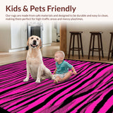 Ultra Soft Area Rug, Non Slip, Stain Resistant, Washable Area Rugs for Living Room, Bedroom, Chic Bold Striped Aesthetic(Pink)