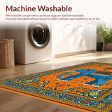 Ultra Soft Area Rug, Non Slip, Stain Resistant, Washable Area Rugs for Living Room, Bedroom, Bold Semi-Circular Statement Piece(Orange)