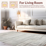 Ultra Soft Area Rug, Non Slip, Stain Resistant, Washable Area Rugs for Living Room, Bedroom, Serene Geometric Coastal Inspired Look(Gray)