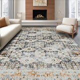 Ultra Soft Area Rug, Non Slip, Stain Resistant, Washable Area Rugs for Living Room, Bedroom, Non Slip Small Indoor Entrance with Vintage Style Print(Gray)