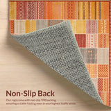 Ultra Soft Area Rug, Non Slip, Stain Resistant, Washable Area Rugs for Living Room, Bedroom, Rustic Patchwork Area Rug With Vibrant Earthy Hues And Geometric Patterns(Orange)