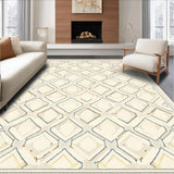Beige Neutral Trellis Featuring Layered Low Profile Diamond Motifs(Beige)