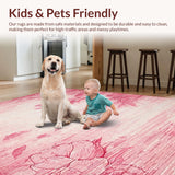 Ultra Soft Area Rug, Non Slip, Stain Resistant, Washable Area Rugs for Living Room, Bedroom, Chic Scallop Frame Rug with Large Bow and Curved Silhouette(Pink)