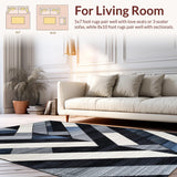 Ultra Soft Area Rug, Non Slip, Stain Resistant, Washable Area Rugs for Living Room, Bedroom, Chic Abstract Monochrome Motif(Blue)