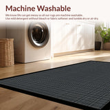 Ultra Soft Area Rug, Non Slip, Stain Resistant, Washable Area Rugs for Living Room, Bedroom, Rustic Minimalist Cut-Loop Texture(Black)