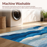 Ultra Soft Area Rug, Non Slip, Stain Resistant, Washable Area Rugs for Living Room, Bedroom, Indigo Whisper Beige Swirls Decorative Floor(Blue)