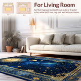 Ultra Soft Area Rug, Non Slip, Stain Resistant, Washable Area Rugs for Living Room, Bedroom, Artistic Cosmic Fantasy Representation(Blue)