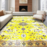 Ultra Soft Area Rug, Non Slip, Stain Resistant, Washable Area Rugs for Living Room, Bedroom, Classic Distressed Floral Arrangement(Yellow)