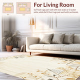 Ultra Soft Area Rug, Non Slip, Stain Resistant, Washable Area Rugs for Living Room, Bedroom, Artisan Weave Entrance Beige Floral Non Slip Boho Design(Beige)
