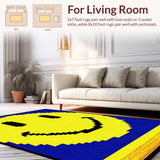 Ultra Soft Area Rug, Non Slip, Stain Resistant, Washable Area Rugs for Living Room, Bedroom, Chic Minimalist Smiley Motif(Yellow)
