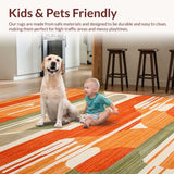 Ultra Soft Area Rug, Non Slip, Stain Resistant, Washable Area Rugs for Living Room, Bedroom, Elegant Earthy Geometric Fusion(Orange)