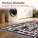 Ultra Soft Area Rug, Non Slip, Stain Resistant, Washable Area Rugs for Living Room, Bedroom, Striking Geometric Artful Arrangement(Black)
