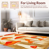 Ultra Soft Area Rug, Non Slip, Stain Resistant, Washable Area Rugs for Living Room, Bedroom, Charming Red Mushroom Pattern(Orange)